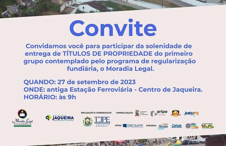  JAQUEIRA: Prefeitura promove programa de entrega gratuita de títulos de propriedade, beneficiando moradores da cidade.