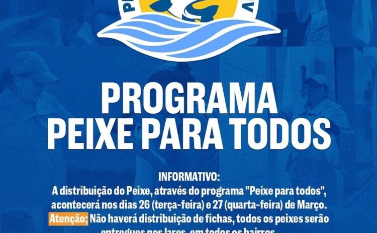  CATENDE: Programa PEIXE PARA TODOS: Governo de Catende promove distribuição gratuita de alimentos saudáveis para toda a população